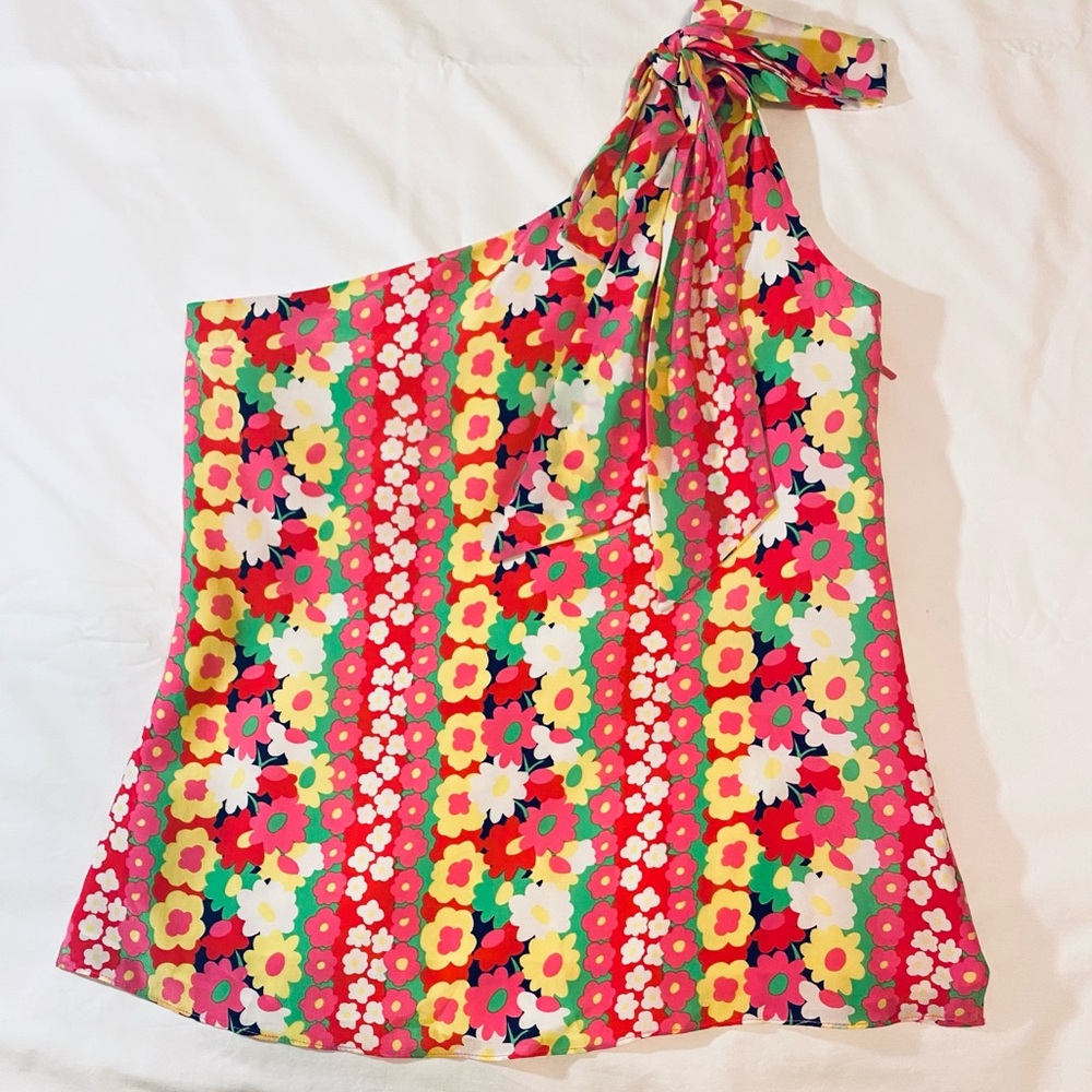 Lilly Pulitzer Retro Floral One-Shoulder Top Size 4